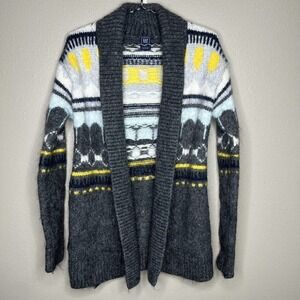 GAP Maternity Gray Striped Wool Blend Long Sleeve Open-Front Cardigan Sweater XS